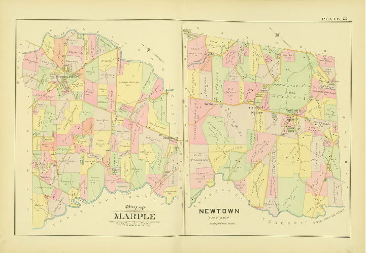 Plate 22, Farm line and Borough Atlas of Delaware County, Pennsylvania, 1892