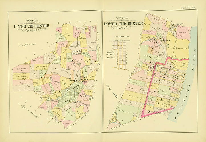 Plate 24, Farm line and Borough Atlas of Delaware County, Pennsylvania, 1892
