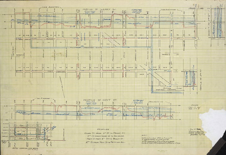 Plan, Profile of Geary St. from 3rd St. to Broad St., 3rd St. From Geary St. to Packer Ave., Hoyt St. from 4th St. to Broad St., 4th St. from Hoyt St. to Pattison Ave., 1945 ca.