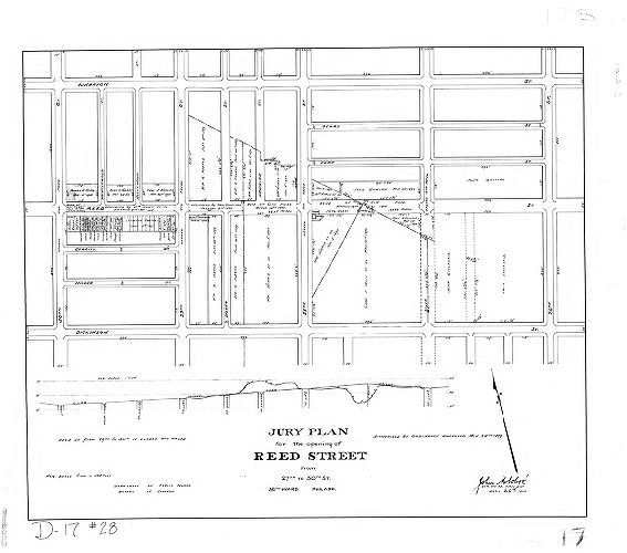 Plan, Jury plan for the opening of Reed Street from 27th to 30th St., 36th Ward Philada. D-17, No. 28, 1902