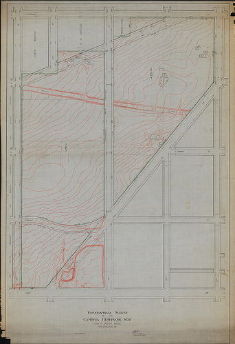 Plan, Topographical survey of the Cambria Reservoir site, Thirty-Eighth Ward, Philadelphia Pa. H. M. Fuller, Sur. & Reg. 13th Dist., March 21, 1901, 1901
