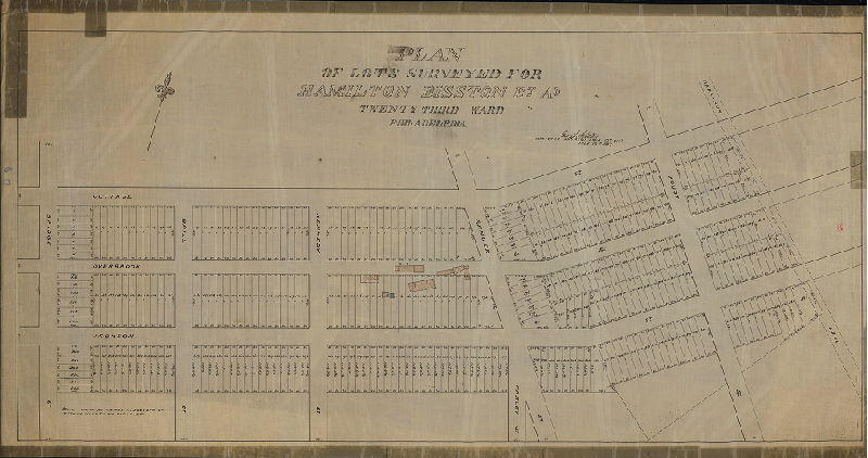 Plan, Plan of lots surveyed for the Hamilton Disston et. Al., Twenty-third Ward, Philadelphia. G. S. Webster, Surveyor and Regulator 10th Dist, July 18th 1887., 1887