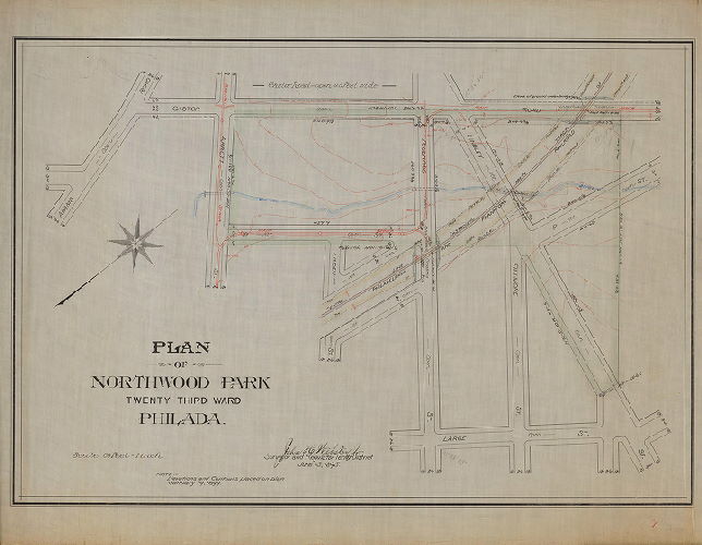 Plan, Plan of Northwood Park, Twenty-third Ward, Philada. John H. Webster, Jr., Surveyor and Regulator 10th District, June 15, 1895. , 1895
