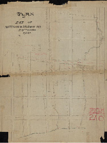 Plan, Plan of the Est. of Mathias Baldwin Dec[eased]. 23rd Ward. , 1870 ca.