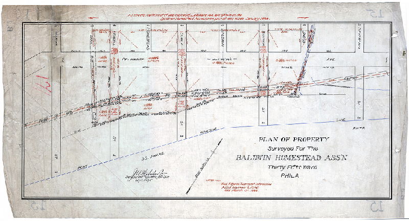 Plan, Plan of property surveyed for The Baldwin Homestead Ass'n., Thirty-fifth Ward, Phila., 1895