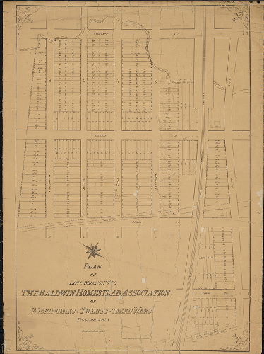 Plan, Plan of lots belonging to The Baldwin Homestead Association of Wissinoming, Twenty-third Ward, Philadelphia., 1888 ca.