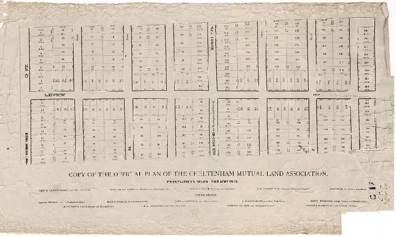 Plan, Copy of the official plan of the Cheltenham Mutual Land Association, Twenty-third Ward, Philadelphia, 1888 ca.