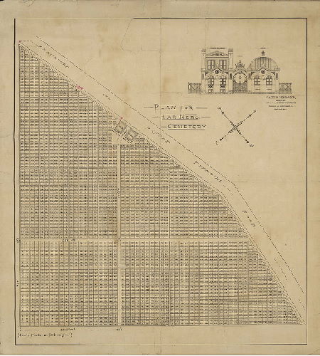 Plan, Plan for Har Nebo Cemetery. Jacob Herold, Architect, Office, 614 Chestnut Street, residence, 932 North Eleventh St. Philadelphia. , 1890 ca.