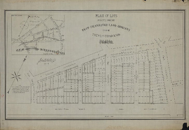 Plan, Plan of lots surveyed for the East Frankford Land Company in the Twenty-third Ward, Philadelphia. , 1894