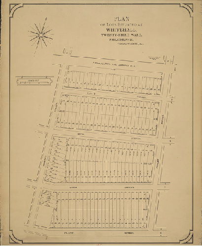 Plan, Plan of lots situated at Whitehall, Twenty-third Ward, Philadelphia. Thomas W. South, Agt., 1880
