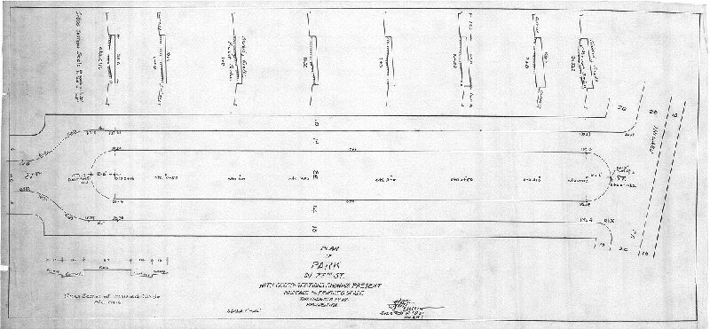 Plan, Plan of Park in 27th St. with cross sections showing present surface and finished grade. Thirty-eight Ward, Philadelphia [Garden street], 1917