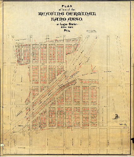 Plan (alternate image), Plan of lots of the Reading Terminal Land Association near Logan Station, 22nd Ward, Phila. Walter Brinton, Sur. & Reg. 5th Dist., June 25, 1892. [Attached plan: Plan made for the Reading Terminal Land Ass'n 22nd Ward, Phila. Walter Brinton, Sur. & Reg. 5th Dist., August 23, 1894. 18 x 32] , 1892