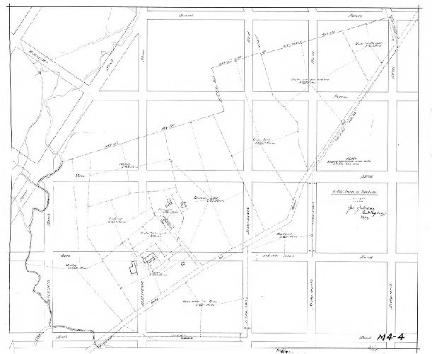 Plan, Plan showing approximate areas within division fence lines. 2-323/1000 acres in roadways. [Farm property or properties in West Philadelphia near Indian Creek], 1893