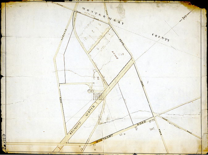 Plan, [No title. Plan showing farm near Monument Road and Ford Road in West Philadelphia.], 1850 ca.