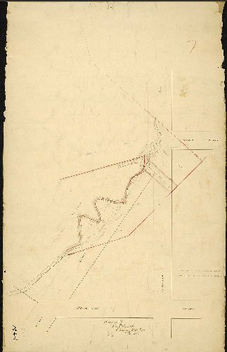 Plan, [No title. Indian Creek through Samuel Rhoads and James Wolfenden properties. On reverse: C.I. Box 9B, 387], 1872