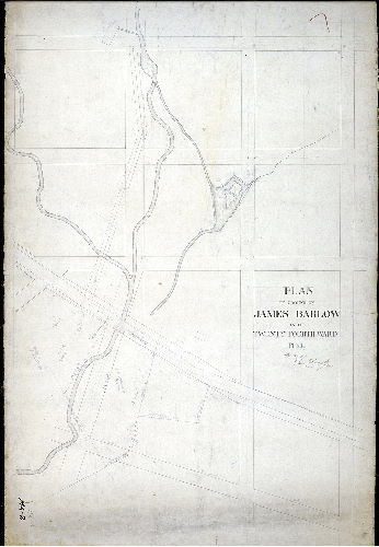 Plan, Plan of ground of James Barlow in the Twenty-fourth Ward Philada. [Indian Creek in vicinity of 69th Street and Haverford Avenue], 1870 ca.