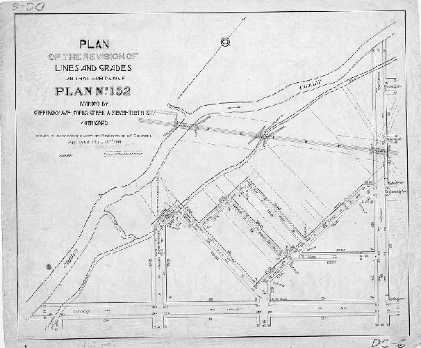 Plan, Plan of the revision of lines and grades on that portion of Plan No. 152 bounded by Greenway Ave., Cobbs Creek & Seventieth St., 40th Ward. Made in accordance with an ordinance of Councils approved March 3rd, 1901. , 1901 ca.