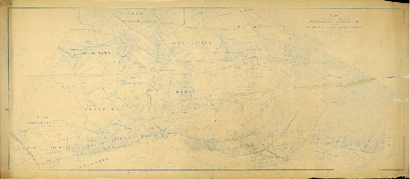 Plan, Map of the territory adjacent to the west side of the Delaware River from Philadelphia to the Delaware state line. Enlarged from maps of the United States Geological Survey. Philadelphia, 1918. General Plans Division, Bureau of Surveys., 1918