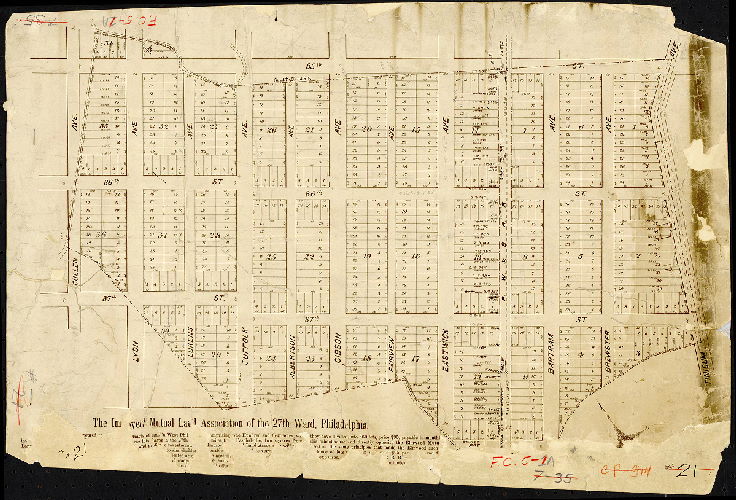 Plan, The Improved Mutual Land Association of the 27th Ward, Philadelphia, 1887 ca.