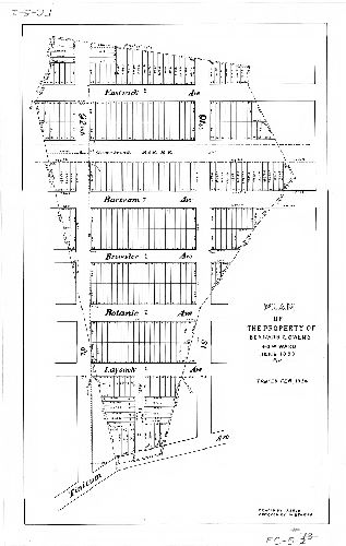 Plan, Plan of property of Bernard C. Owens, 40th Ward, June 1888, #18. [Tracing copy of SD7th-FC5-2A, made in 1934], 1888