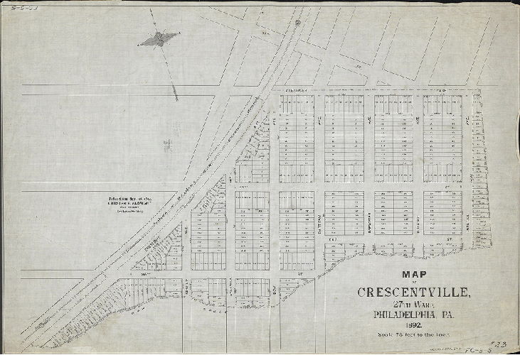Plan, Map of Crescentville, 27th Ward, Philadelphia, PA. 1892. J. L. Smith, 27 So. 6th St., 1892