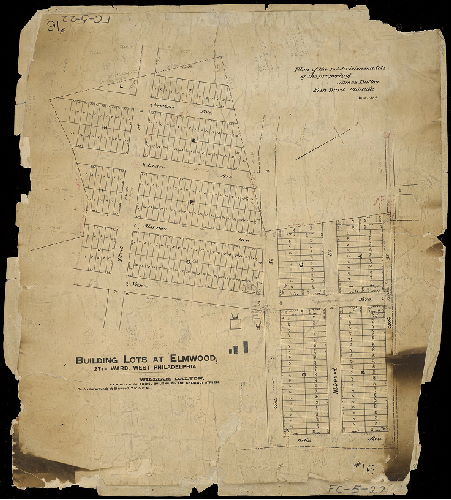 Plan, Building lots at Elmwood, 27th Ward, Philadelphia. [Handwritten title: "Plan of subdivision into lots of the property of Wm. Dalton, 27th Ward, Philada. March 1889."] , 1889