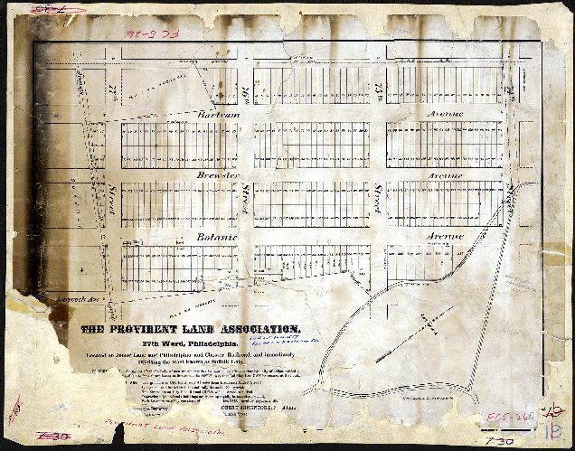 Plan, The Provident Land Association, 27th Ward, Philadelphia, 1887 ca.