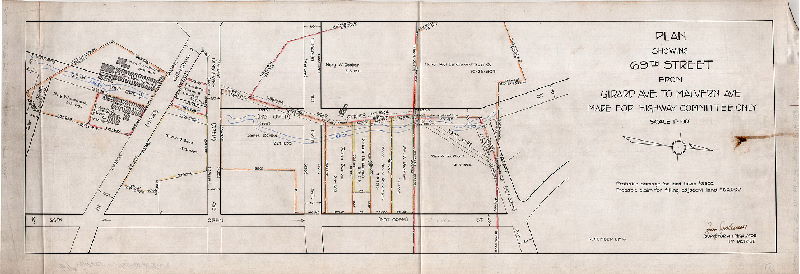 Plan, Plan showing 69th Street from Girard Ave. to Malvern Ave. Made for Highway Committee only. , 1916