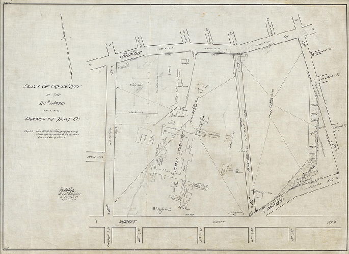 Plan, Plan of property in the 24th Ward made for Provident Trust Co. Note: Plan made for title purposes only [and] according to the instructions of the applicant., 1929