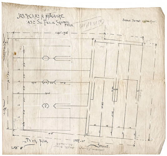 Plan, Jas. And Chas. A. Maguire, 1432 So. Penn Square, Phila. , 1895 ca.