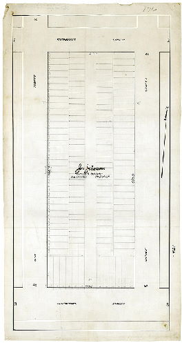 Plan, [No title. One of five plans showing lot and street layouts between 47th and Markoe streets, from Haverford to Fairmount avenues. This ground was underlaid by a curving section of the Mill Creek Sewer (not noted on any of the plans); the pipe passed directly beneath a number of houses.], 1901
