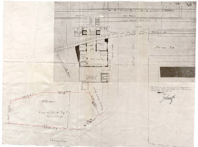 Plan, [No title. Pennsylvania Railroad station at 52nd Street and Lancaster Avenue], 1901