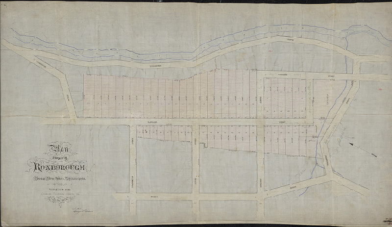 Plan, Plan of property in Roxborough, Twenty-first Ward, Philadelphia, surveyed for Charles Thomson Jones, Esq., July 1874, 1874