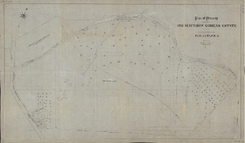 Plan, Plan of property belonging to the Matthew Gorgas Estate situated in Roxborough, Philadelphia. September 1893, 1893