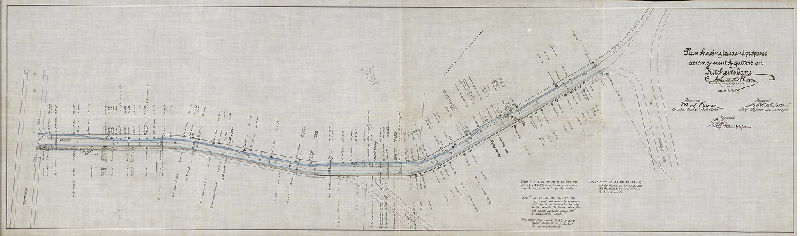 Plan, Plan showing trees and proposed arrangement of gutters on Kitchen's Lane, 1915