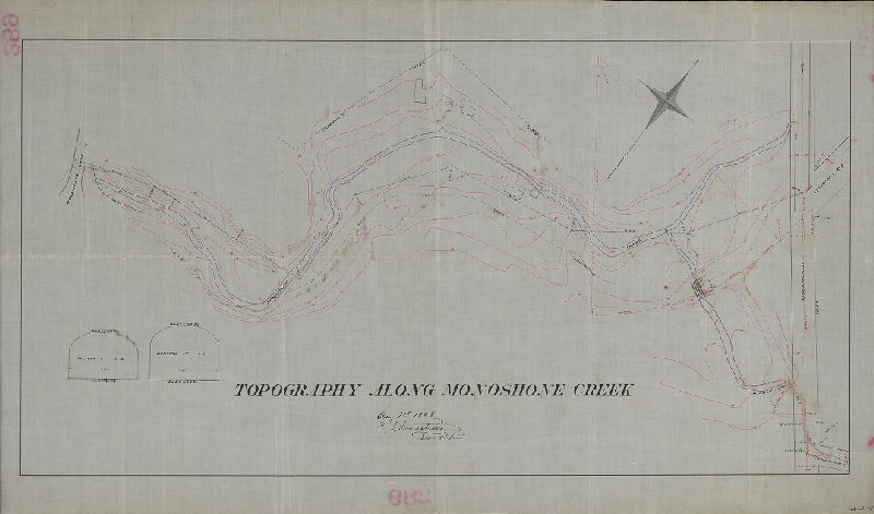 Plan, Topography along Monoshone Creek , 1898