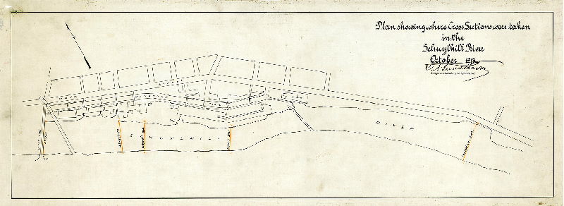 Plan, Plan showing where cross sections were taken in the Schuylkill River, October 1913. C. A. Sundstrom, Surveyor and Regulator of the Eighth District., 1913